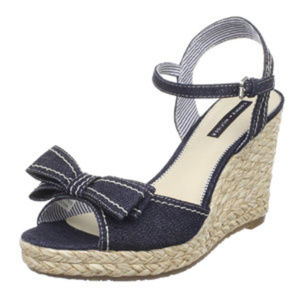 Tommy Hilfiger Denim Wedge Sandal with Bow